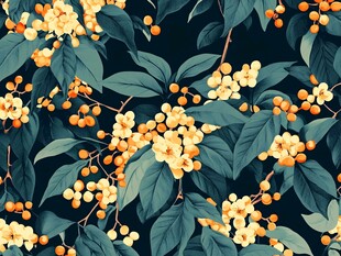 繁花绿叶的唯美植物图案