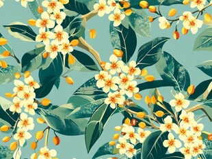 清新花卉枝叶图案插画
