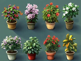 多彩盆栽花卉展示