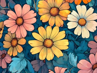 缤纷雏菊花卉图案背景