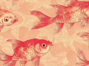 红色金鱼图案背景纹理