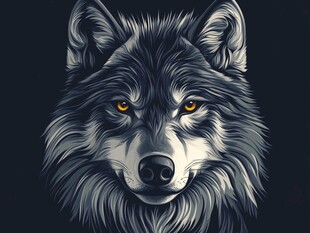 威严狼头插画