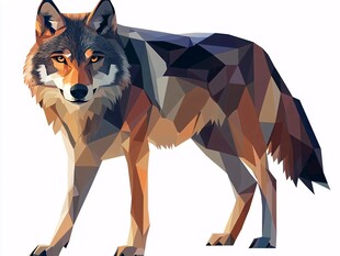多边形风格站立的狼