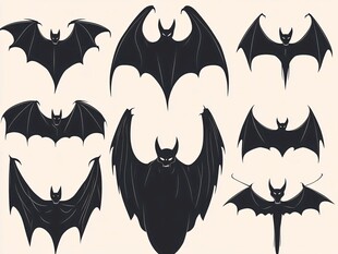 各式蝙蝠剪影图案设计