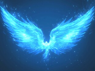 梦幻蓝色发光天使翅膀