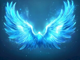 梦幻蓝色发光天使翅膀