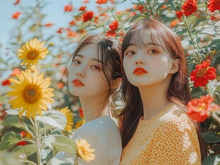花田中的双生美少女