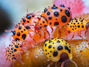 多彩瓢虫聚集于植物之上