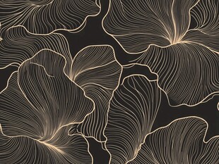 黑金线条花卉无缝图案