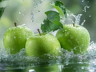 青苹果溅起晶莹水花