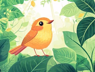 林间小黄鸟 清新自然风