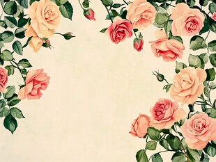 复古风粉色玫瑰花卉背景
