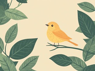 枝头黄鸟伴绿叶