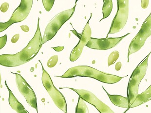 水彩豌豆荚无缝图案背景
