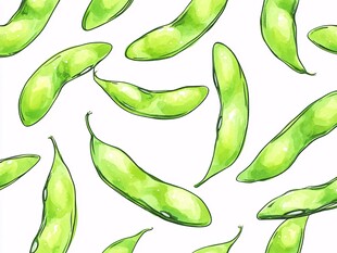 手绘青豆无缝图案背景