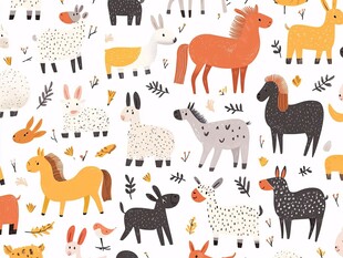 可爱动物无缝图案设计