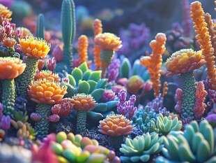 梦幻多彩的多肉植物景观