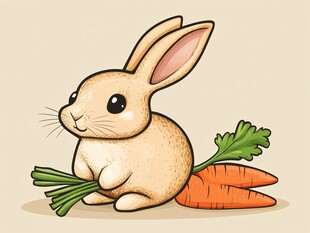 可爱小兔与胡萝卜
