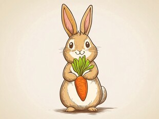 可爱兔子抱胡萝卜插画