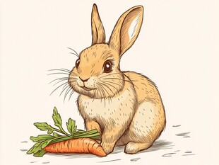 可爱兔子与胡萝卜插画