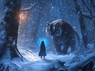 雪夜少女与巨虎的奇幻邂逅
