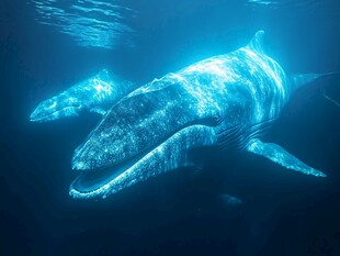 深海中的梦幻蓝鲸身影