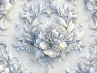 蓝白花卉立体精美装饰图案