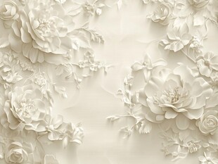 立体白色花卉纹理墙面