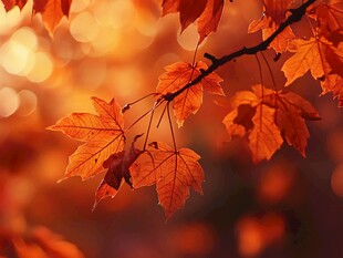 秋日枫叶 暖色调自然美景