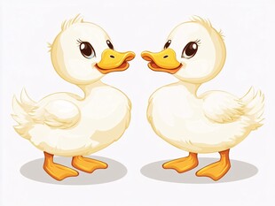 可爱双小鸭亲昵互动图