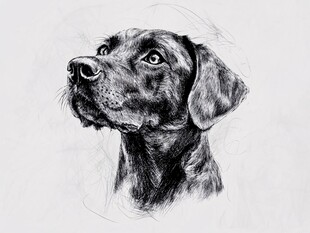 素描中的可爱拉布拉多犬