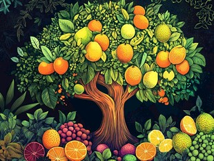 奇幻多彩的硕果累累之树