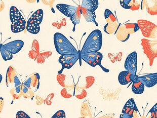 多彩蝴蝶无缝图案背景