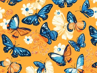 蝴蝶花卉橙色背景图案