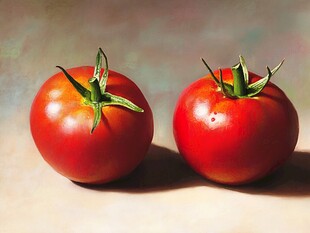 两颗鲜润饱满的红番茄