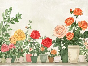 多彩盆栽玫瑰装点生活