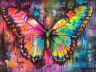 梦幻多彩蝴蝶艺术画作
