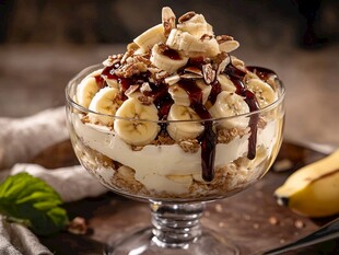 美味香蕉酸奶坚果甜品