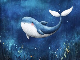 梦幻深海中的微笑小鲸鱼