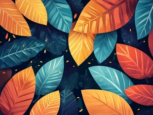 多彩叶片构成的梦幻图案