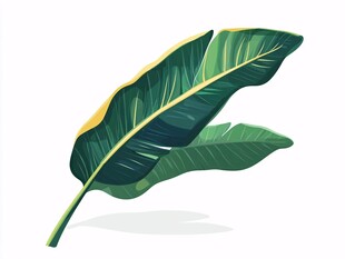 两片翠绿的热带香蕉叶