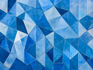 蓝色几何拼接瓷砖纹理
