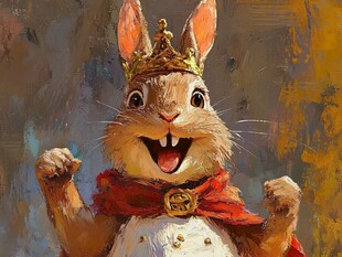 戴皇冠的欢乐兔子