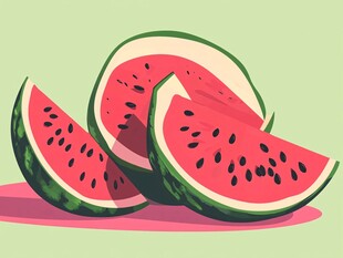 新鲜切块西瓜插画