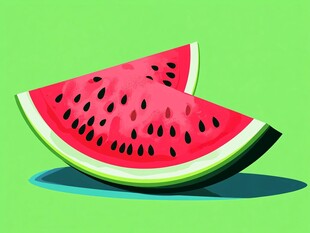 两片鲜美的卡通西瓜片