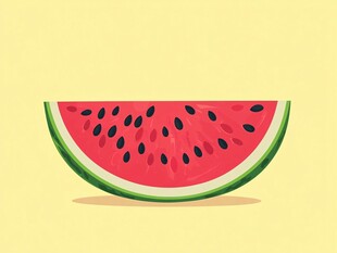 卡通风格的一片新鲜西瓜