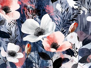 水彩花卉抽象图案设计