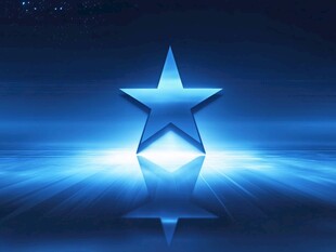 蓝色发光五角星背景图