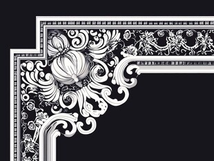 复古花纹边角装饰图案