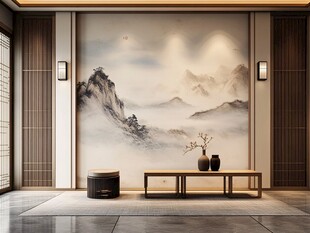 中式山水意境客厅装饰墙